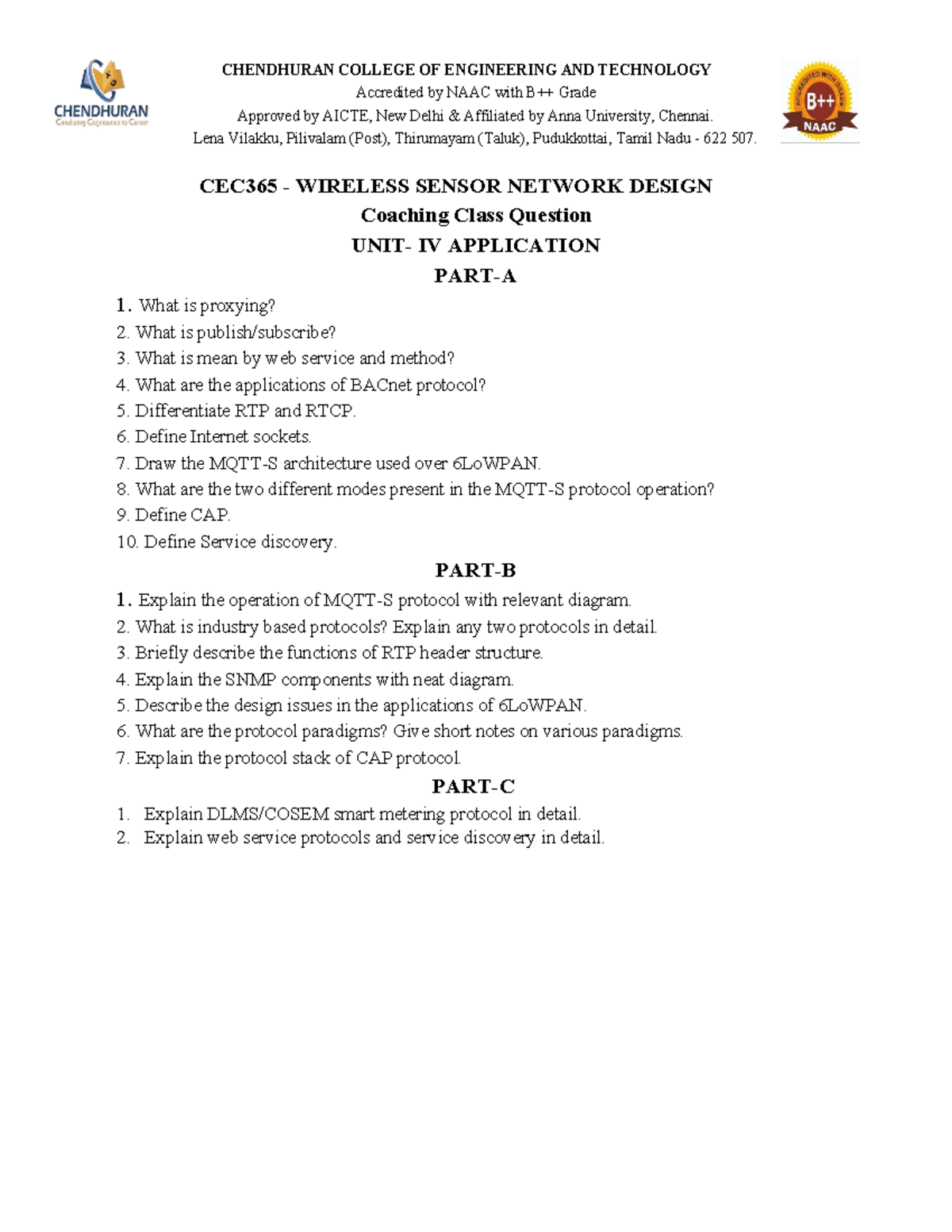 WSND unit-4 coaching class question - CHENDHURAN COLLEGE OF ENGINEERING ...