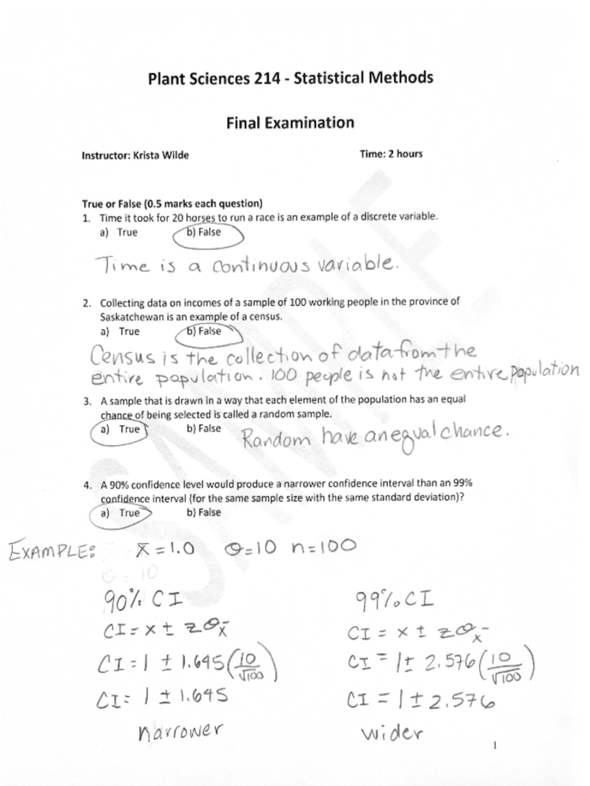 Practice Final Exam for Statistics (STAT 101) - Studocu