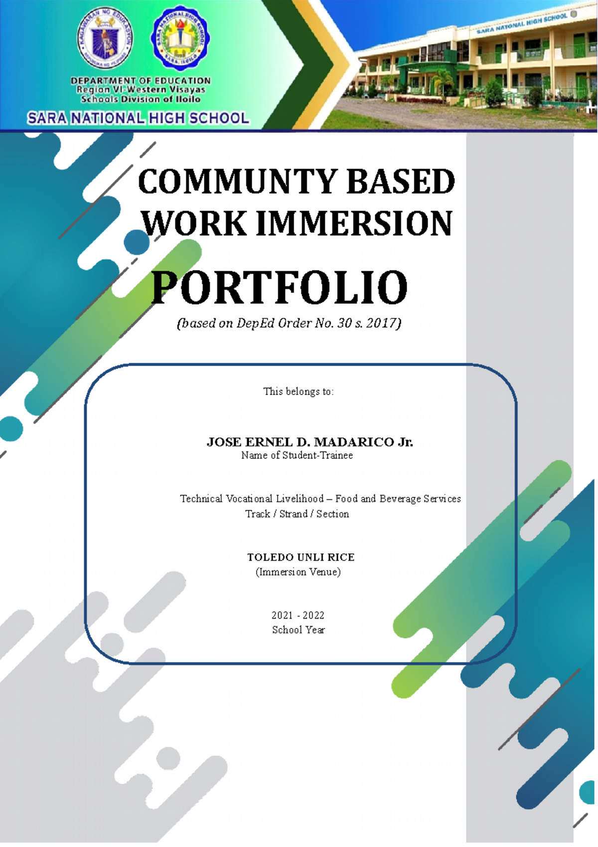 Apple - COMMUNTY BASED WORK IMMERSION PORTFOLIO (based on DepEd Order ...