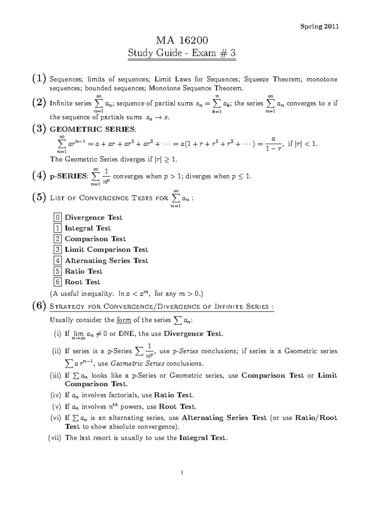 MA 16200 - Comprehensive Summary of Midterm Formulas (1 & 3) - Studocu