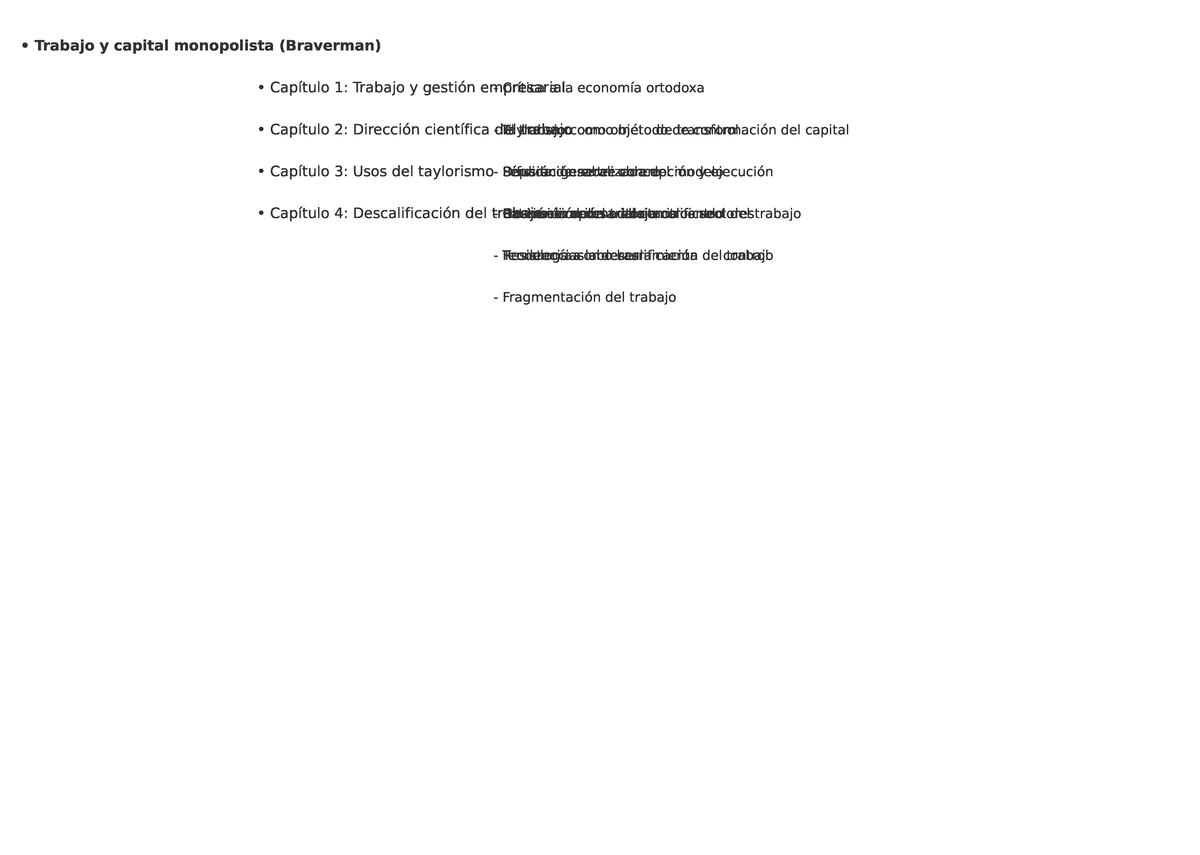 Cuadro Sinoptico Braverman - Trabajo y capital monopolista (Braverman