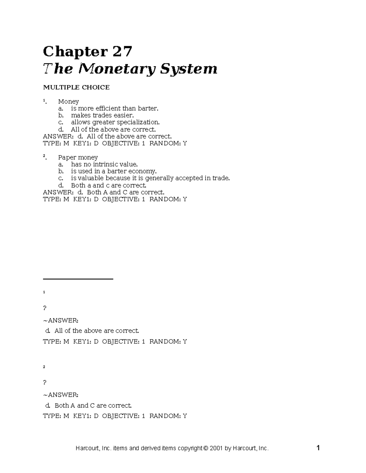 Chapter 27: Understanding the Monetary System - Key Concepts and MCQs ...