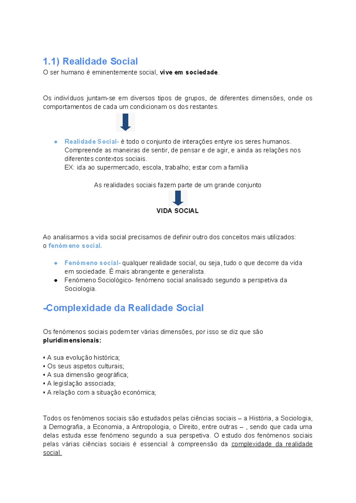 Sociologia: Realidade Social e Fenómenos Sociais em Análise - Studocu