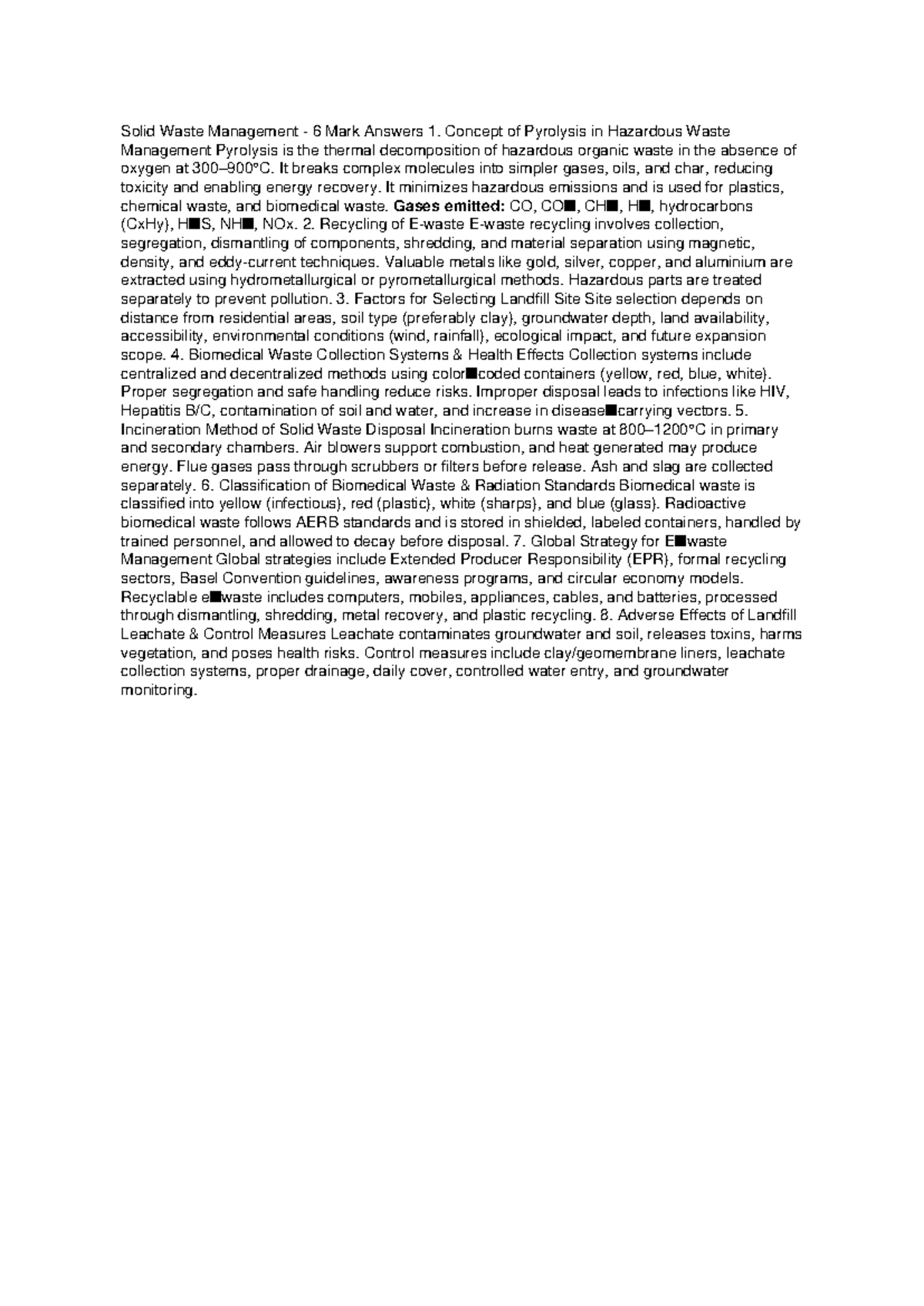 Solid Waste Management (SWM) 6 Mark Answers: Key Concepts & Methods ...