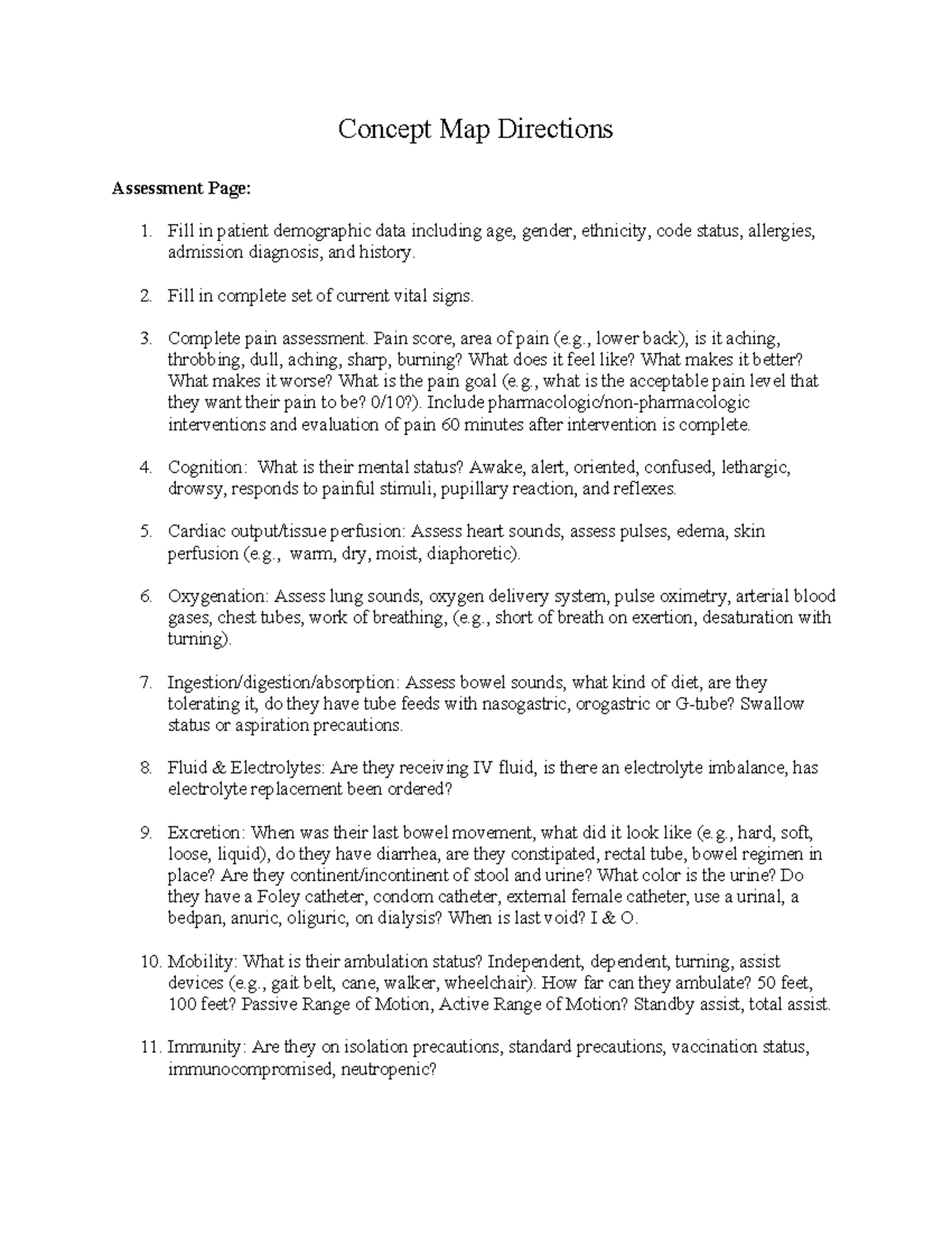 NUR 202 Concept Map Directions for Patient Assessment & Care - Studocu