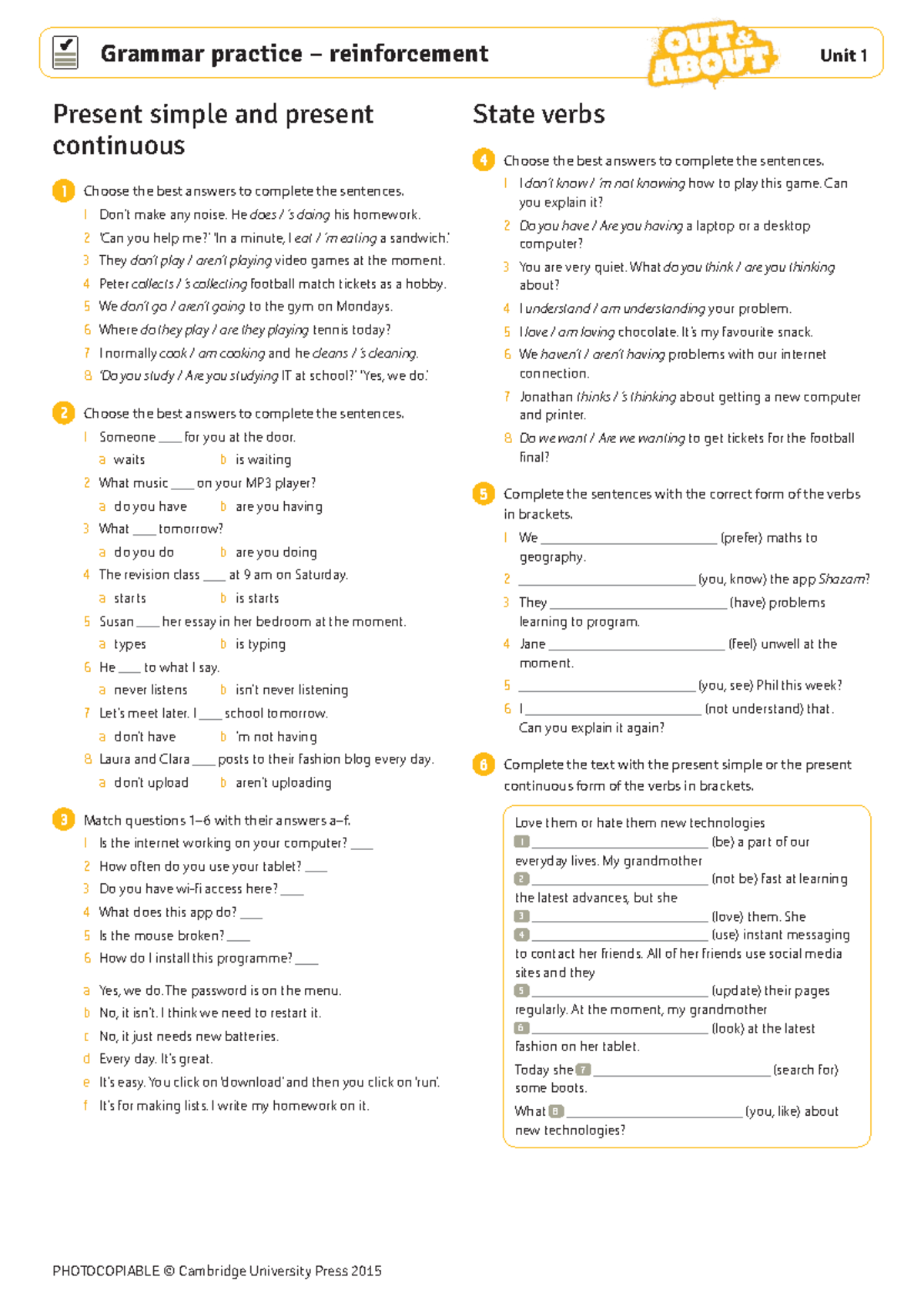 Unit 1 Grammar Practice: Present Simple vs. Present Continuous - Studocu