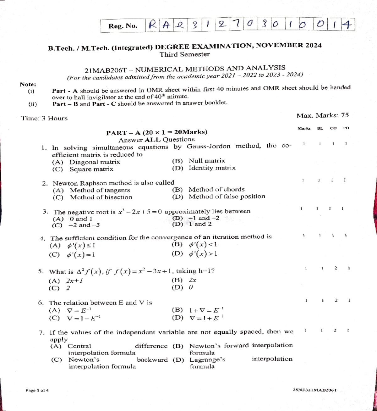 DAA CT-01 26:02 - Question Paper for Design and Analysis of Algorithms ...