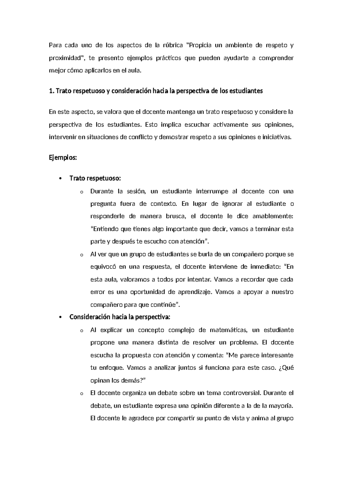 Ejemplos prácticos para propiciar un ambiente de respeto y proximidad ...
