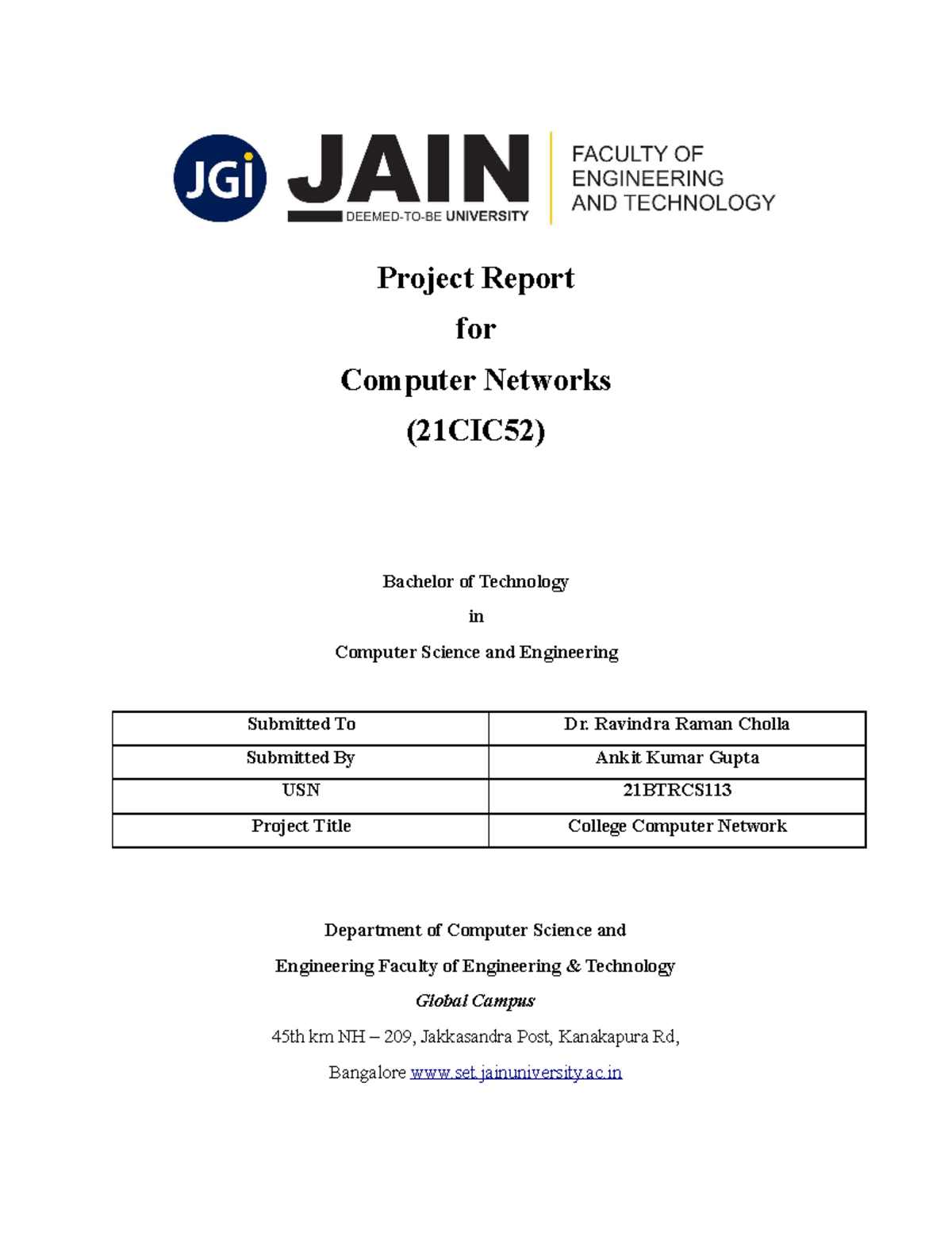 21CIC52 College Computer Network Design Project Report by Ankit Gupta ...