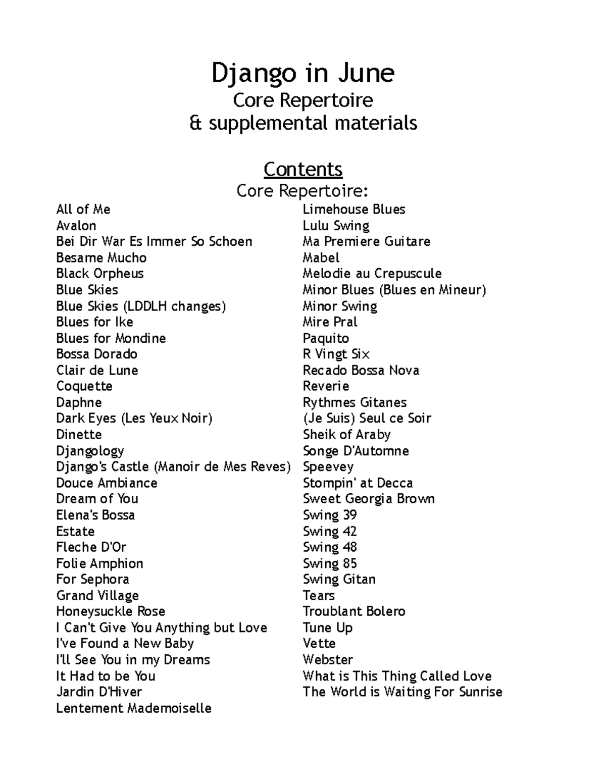 Django in June: Core Repertoire Compilation & Supplemental Materials ...