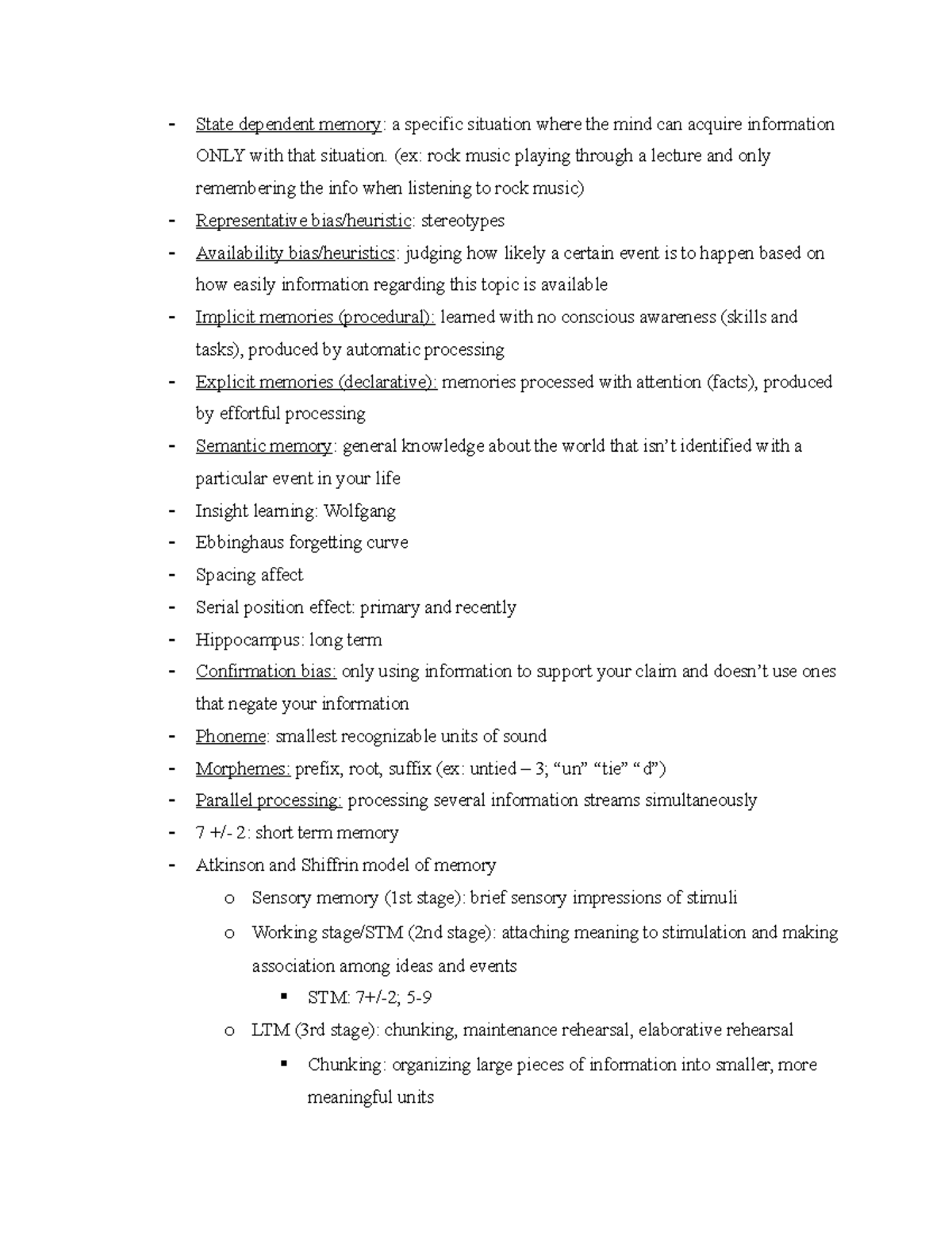 AP Psych Cognition - Key Concepts and Memory Strategies - Studocu