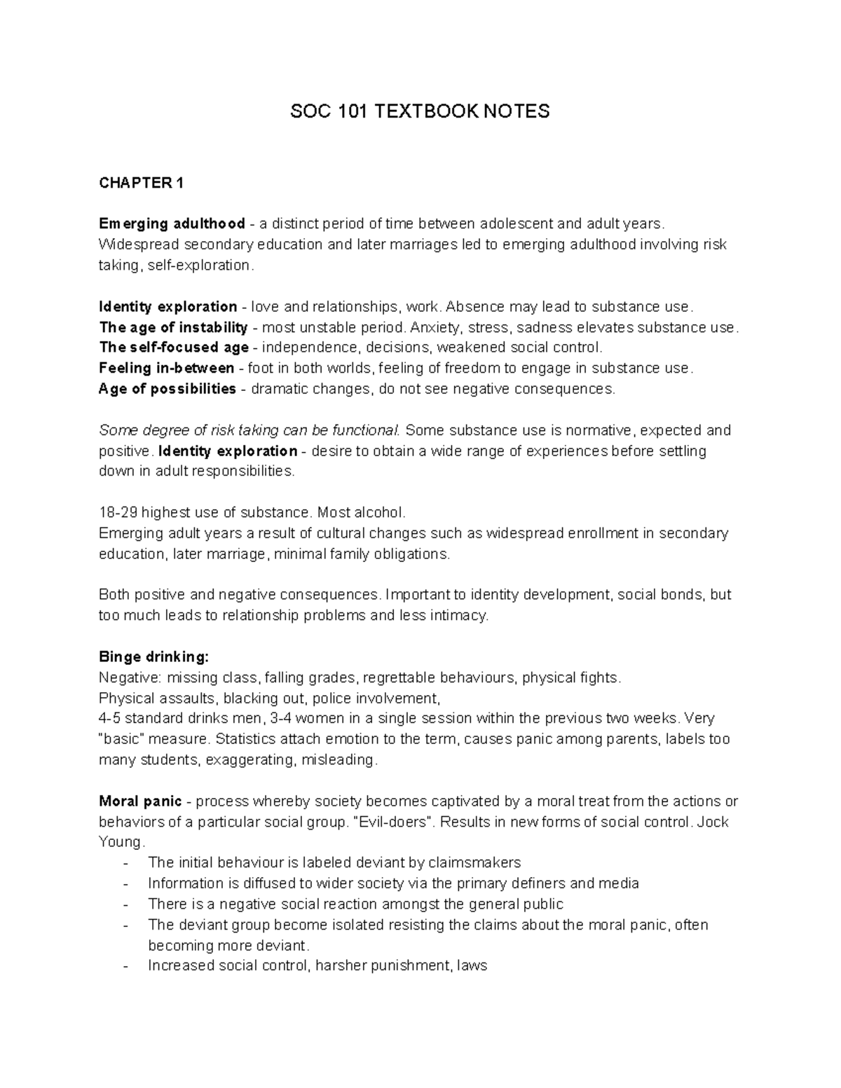 SOC 101 Final Exam Notes: Key Concepts from Chapters 1 & 2 - Studocu