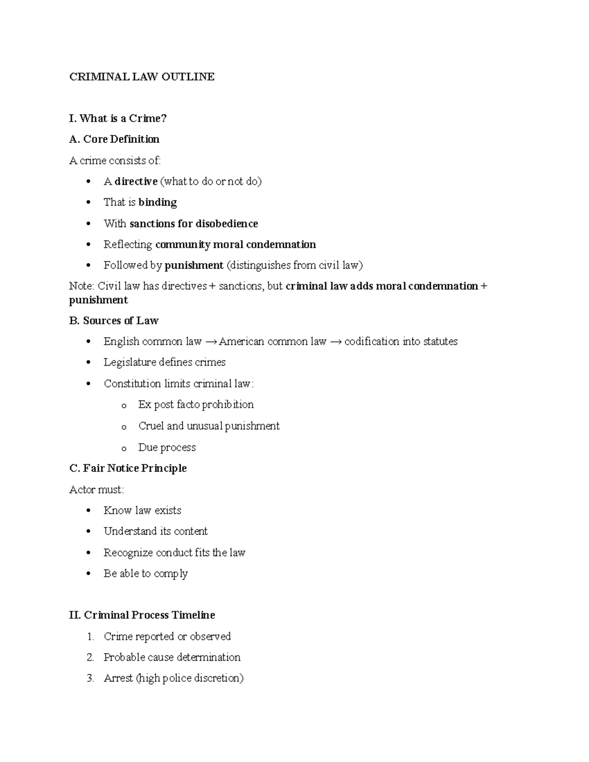 CRIM 101: Comprehensive Criminal Law Outline and Key Concepts - Studocu