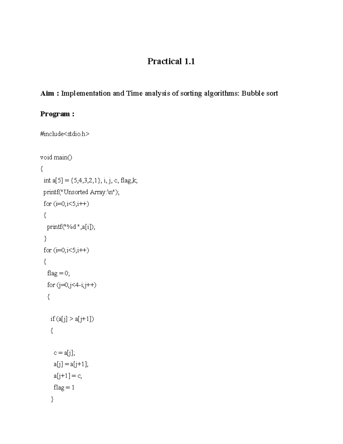 ADA - hello - Practical 1. Aim : Implementation and Time analysis of ...