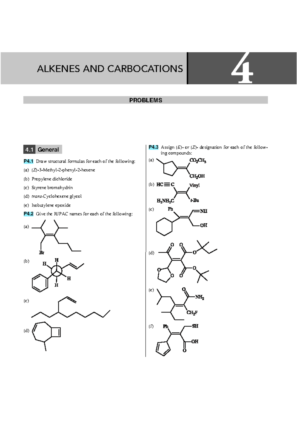 Taller de alquenos 2024-1 - ALKENES AND CARBOCATIONS 4 General P4 Draw ...