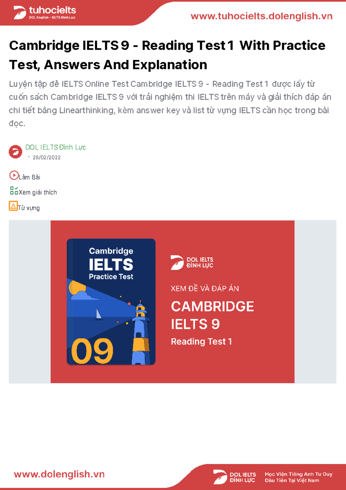 Cambridge IELTS 9 - Reading Test 1 with Answers & Explanations - Studocu