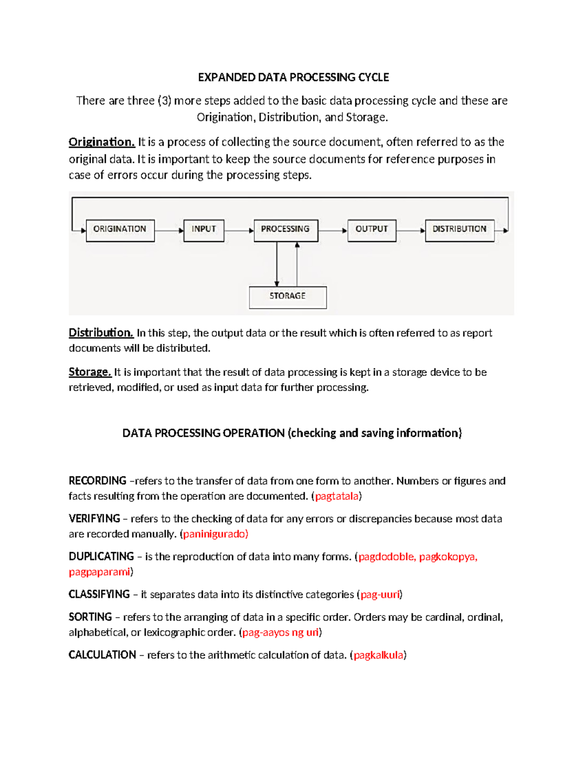 Expanded DATA Processing Cycle: Key Steps and Methods Explained - Studocu