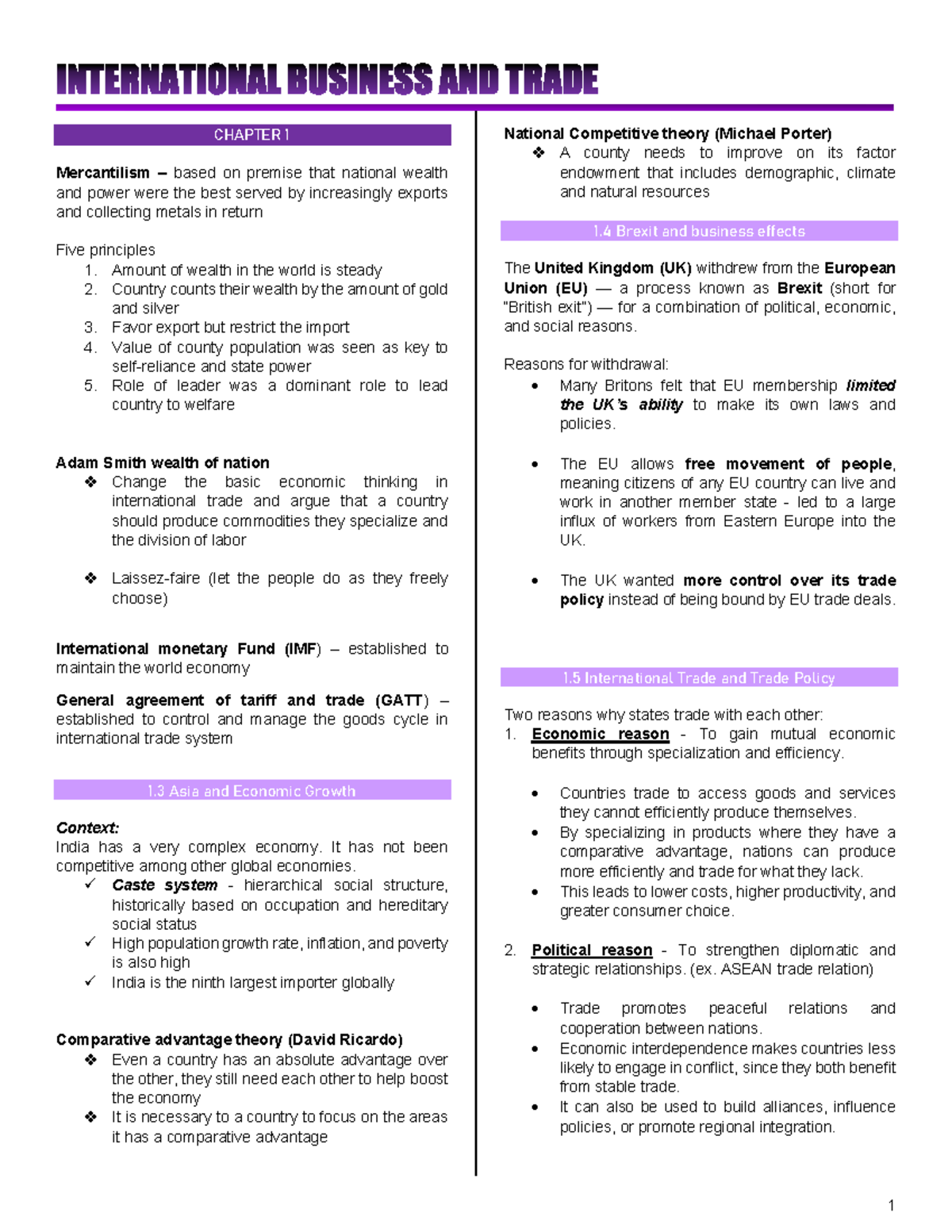 International Business and Trade: Chapter 1 Overview and Key Concepts ...