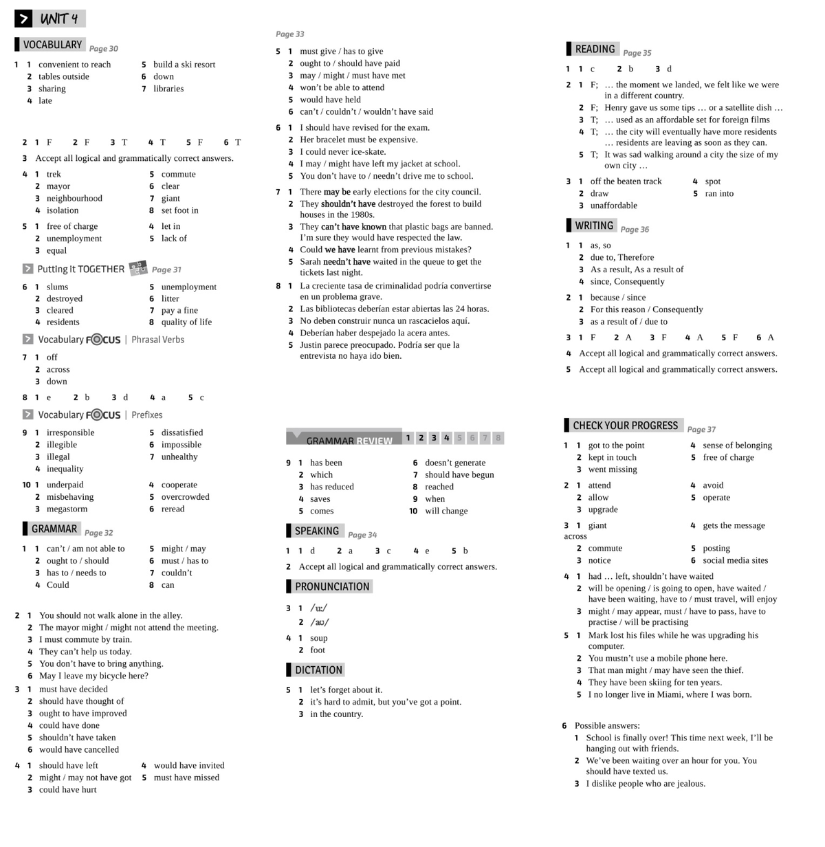 4 - Unit 4 Workbook Answer Key - Inglés I - Studocu