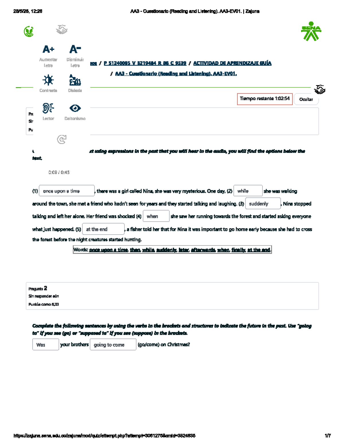 12:26 AA3 Cuestionario de Comprensión (Reading & Listening) - Document Preview