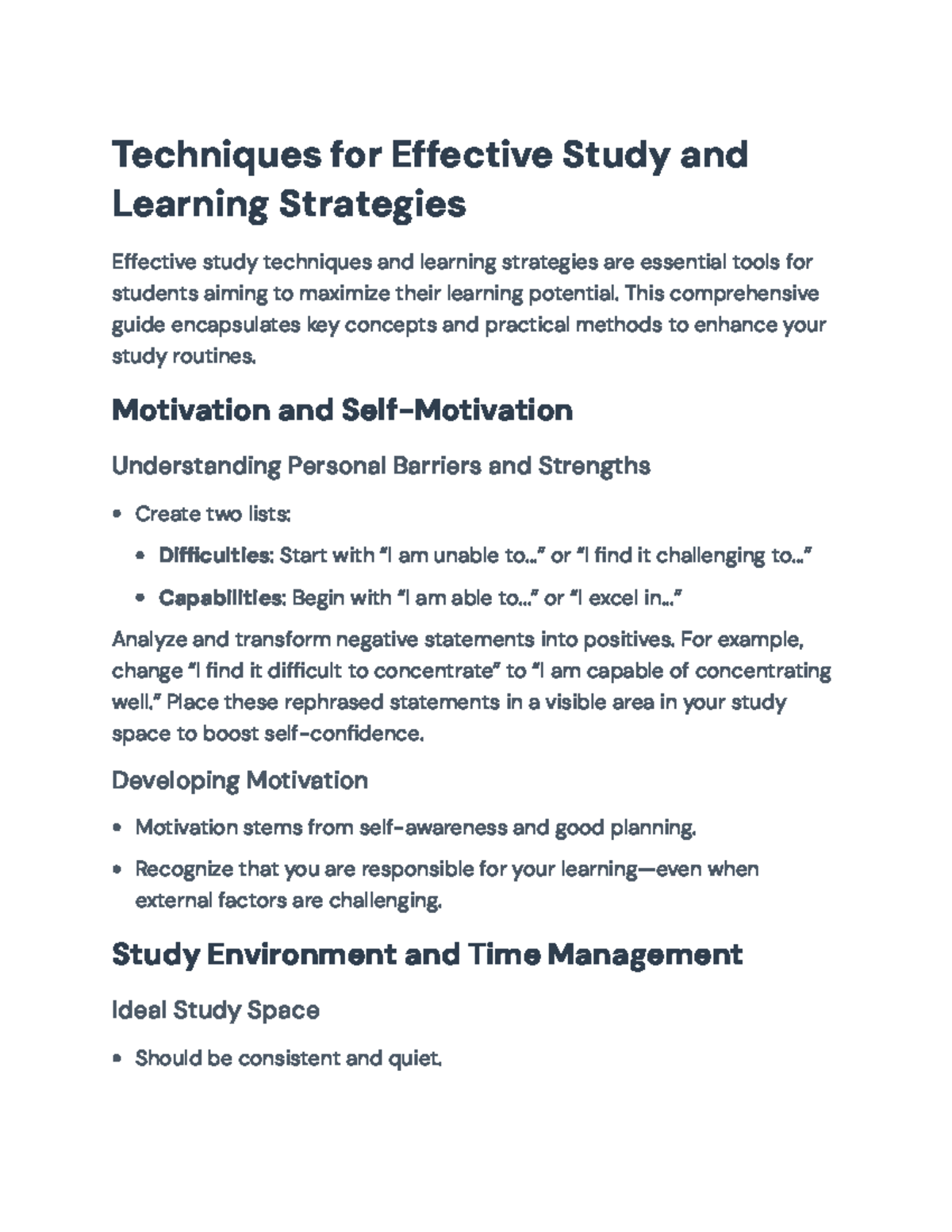 Effective Study Techniques & Learning Strategies Guide (Final Exam ...