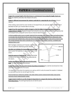 ZJC Combined Science Form 2: Focus on Key Concepts and Topics - Studocu