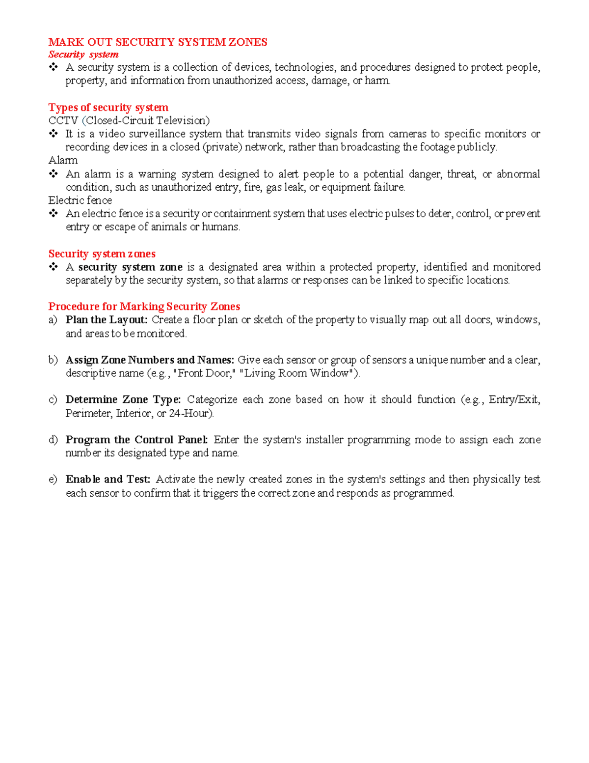 MARK OUT SECURITY SYSTEM ZONES: A Comprehensive Guide - Studocu