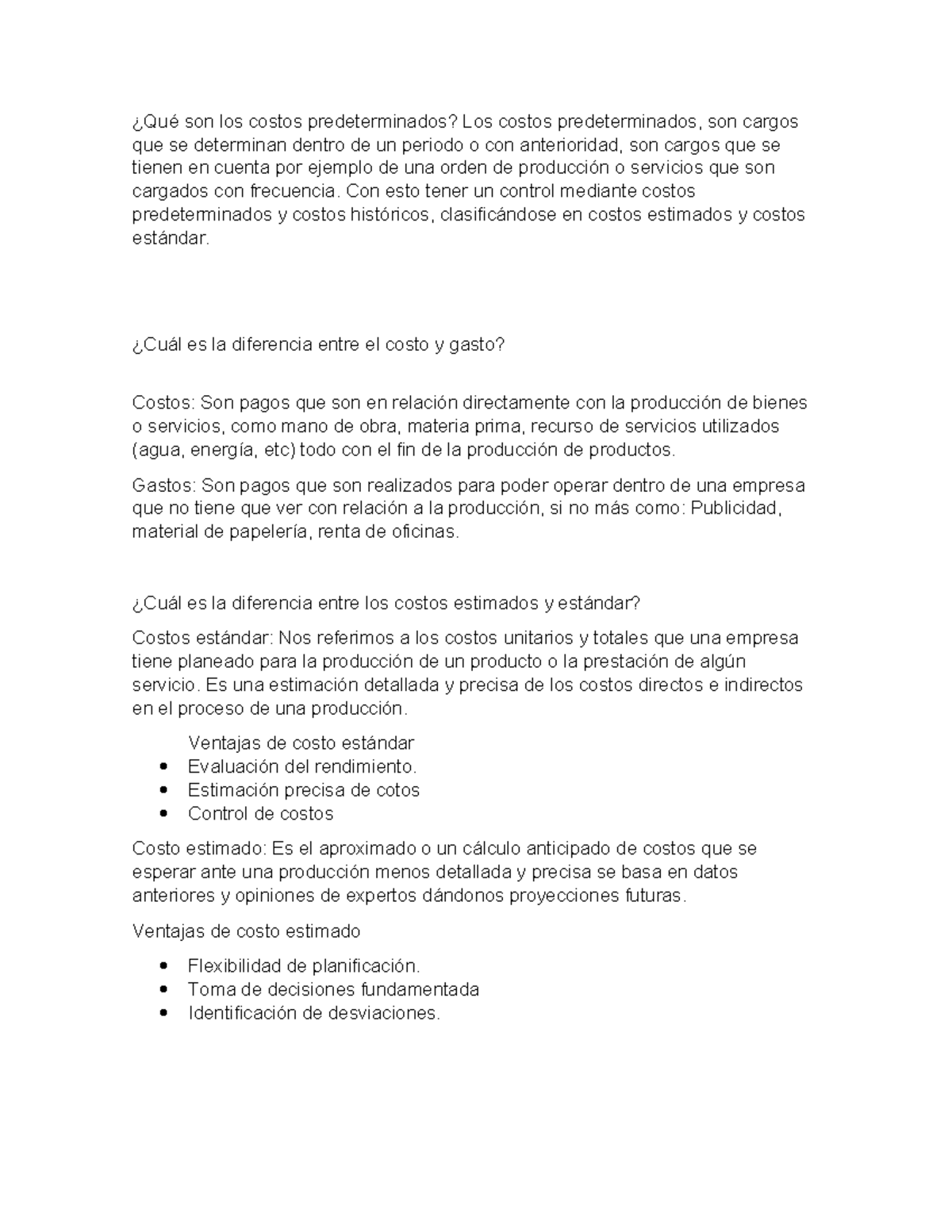 Foro 1: Control de Sistemas de Costos y Costos Predeterminados - Studocu