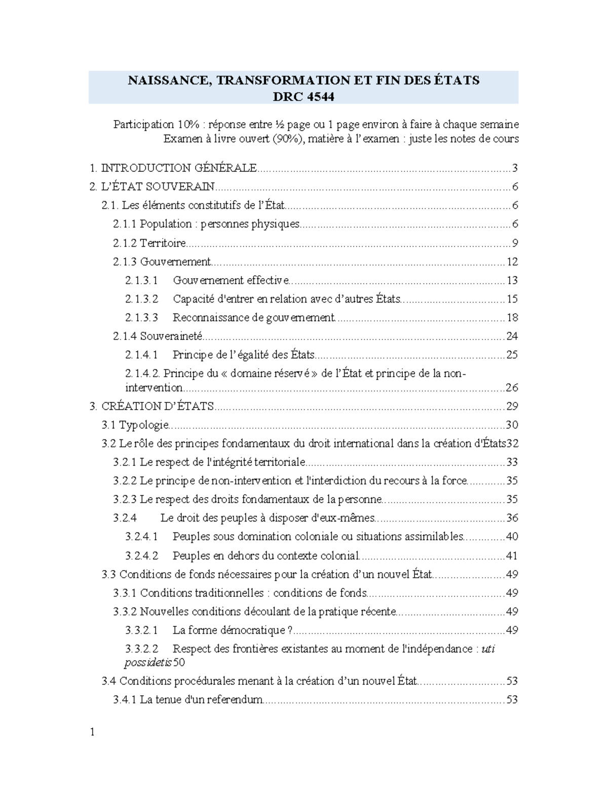 DRC 4544 - Notes de Cours sur la Naissance et Transformation des États ...