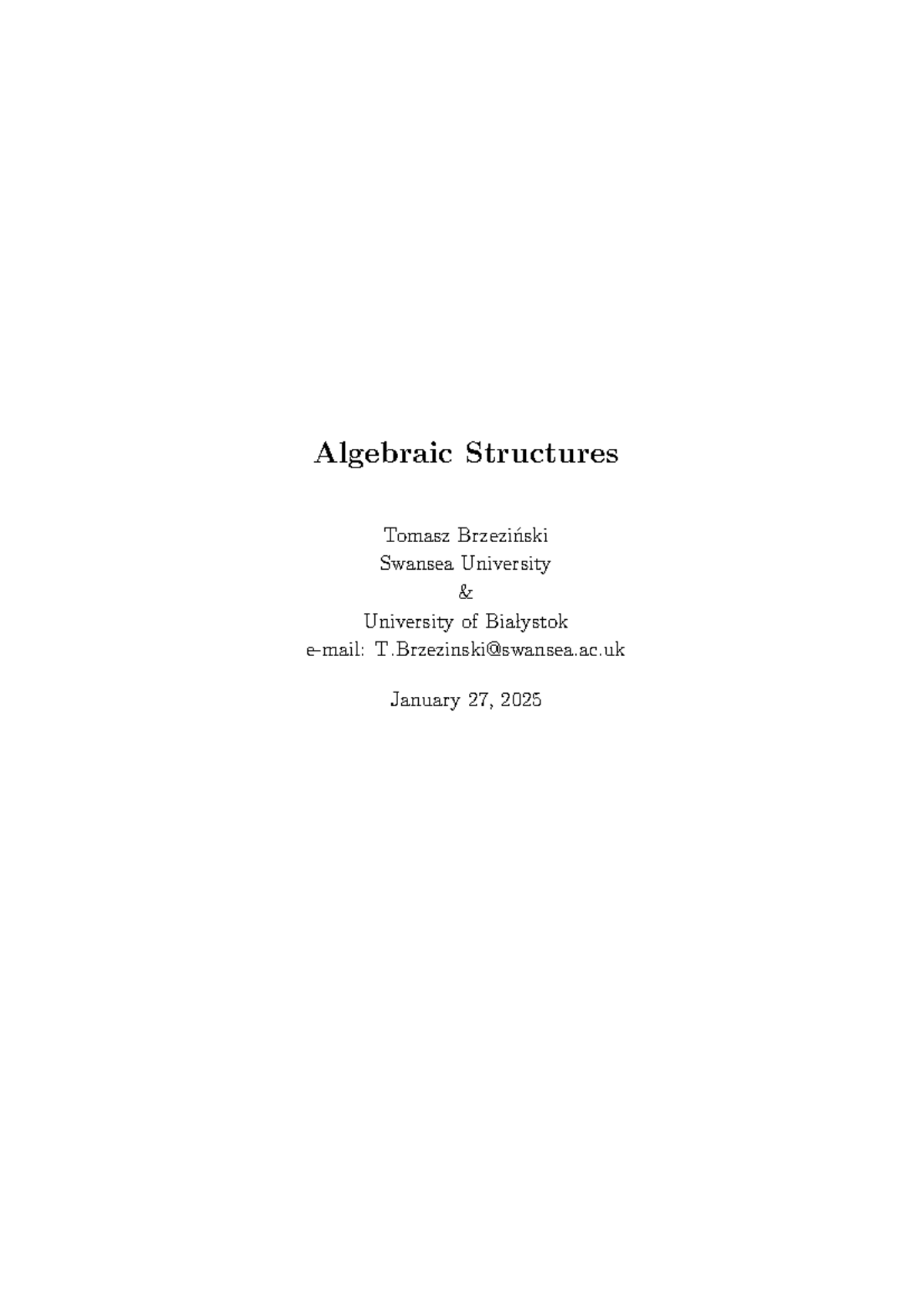 Algebraic Structures: Introductory Notes for MAT101 - Studocu