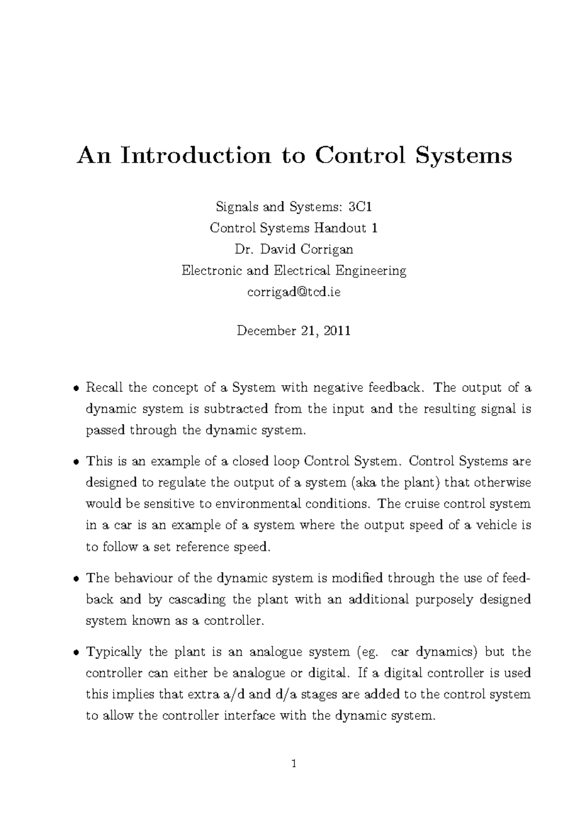 Control Systems 3C - Comprehensive Lecture Notes on Feedback Systems ...