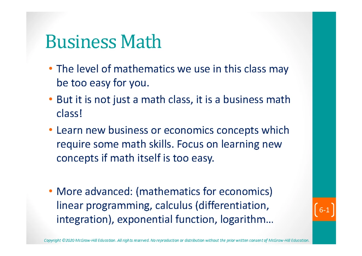 Business Math ch13-02 - This course introduces fundamental mathematical ...