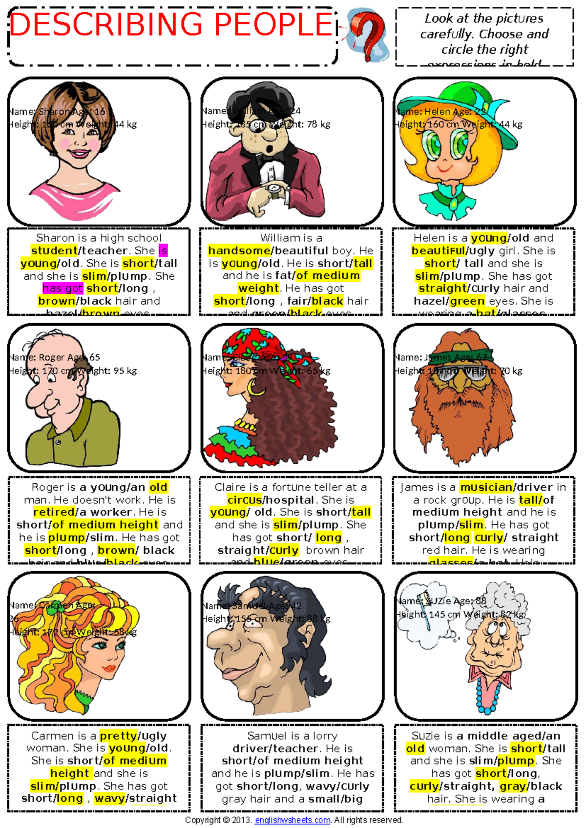 Describing Appearances: People Profiles and Characteristics - Studocu
