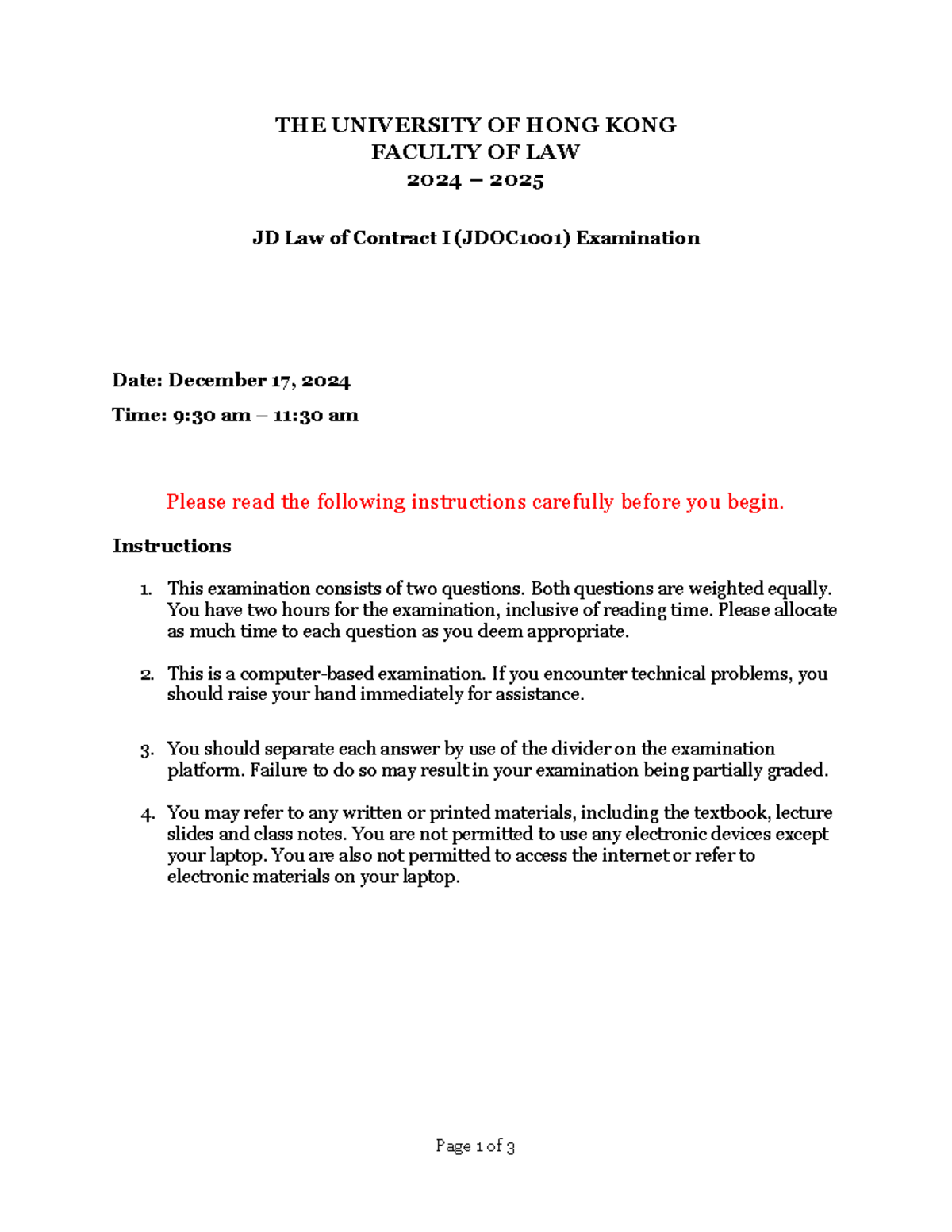 Mid-Year Examination - Sem 1 final exam - Page 1 of 3 THE UNIVERSITY OF ...
