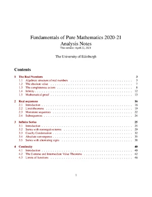 Real Analysis Full Notes for Pure Math Course V2024.2.0 - Studocu