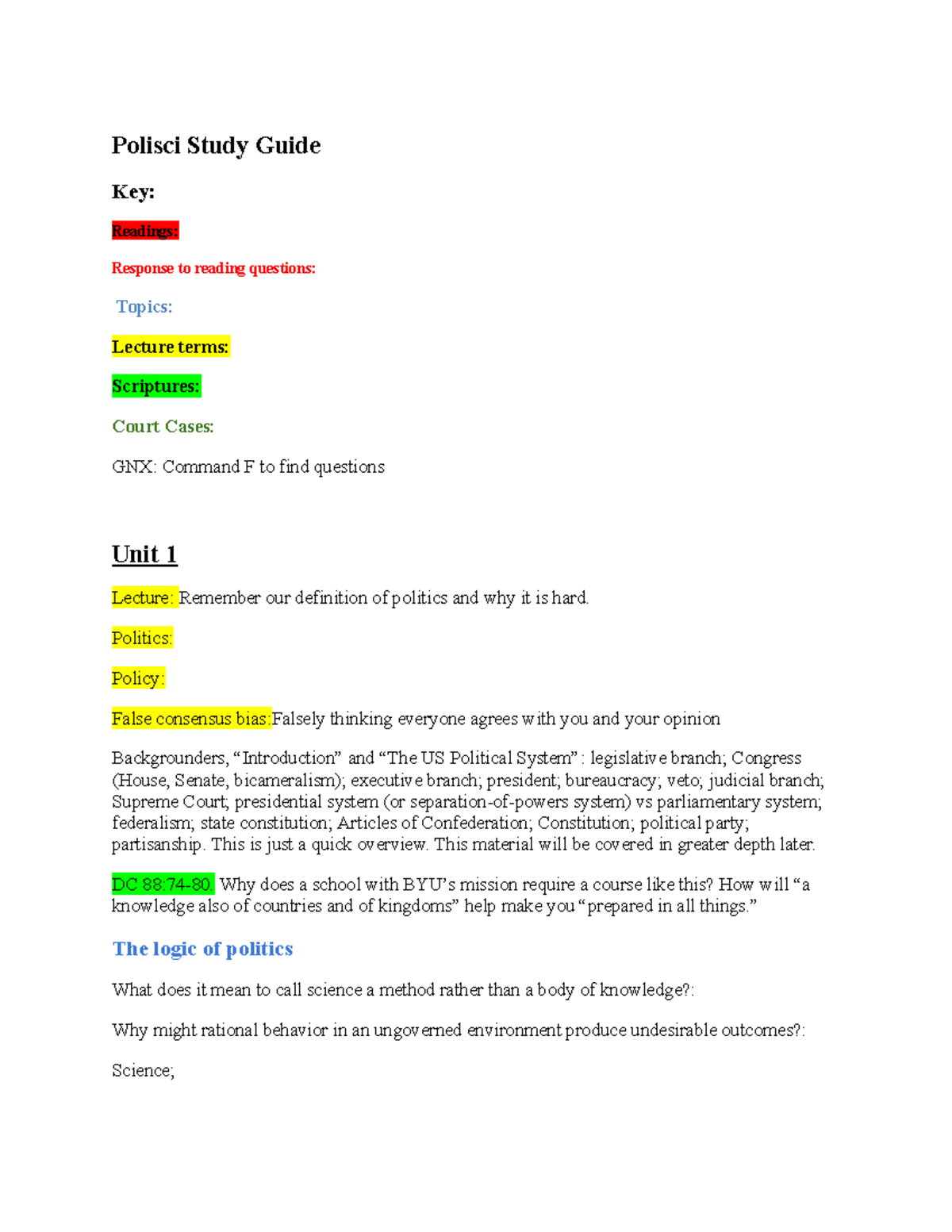 Final Polisci Study Guide: Key Concepts and Readings for Exam ...