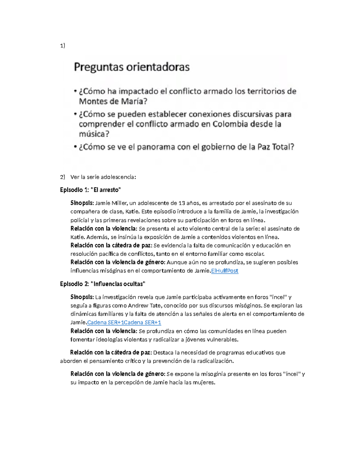 Actividad cátedra: análisis de la serie adolescencia y la violencia ...