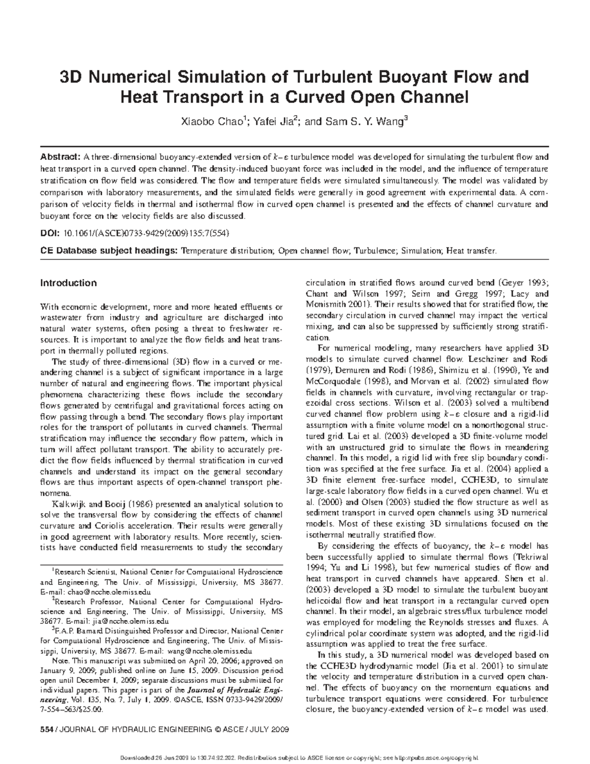 3D Numerical Simulation of Turbulent Buoyant Flow in Curved Channel ...
