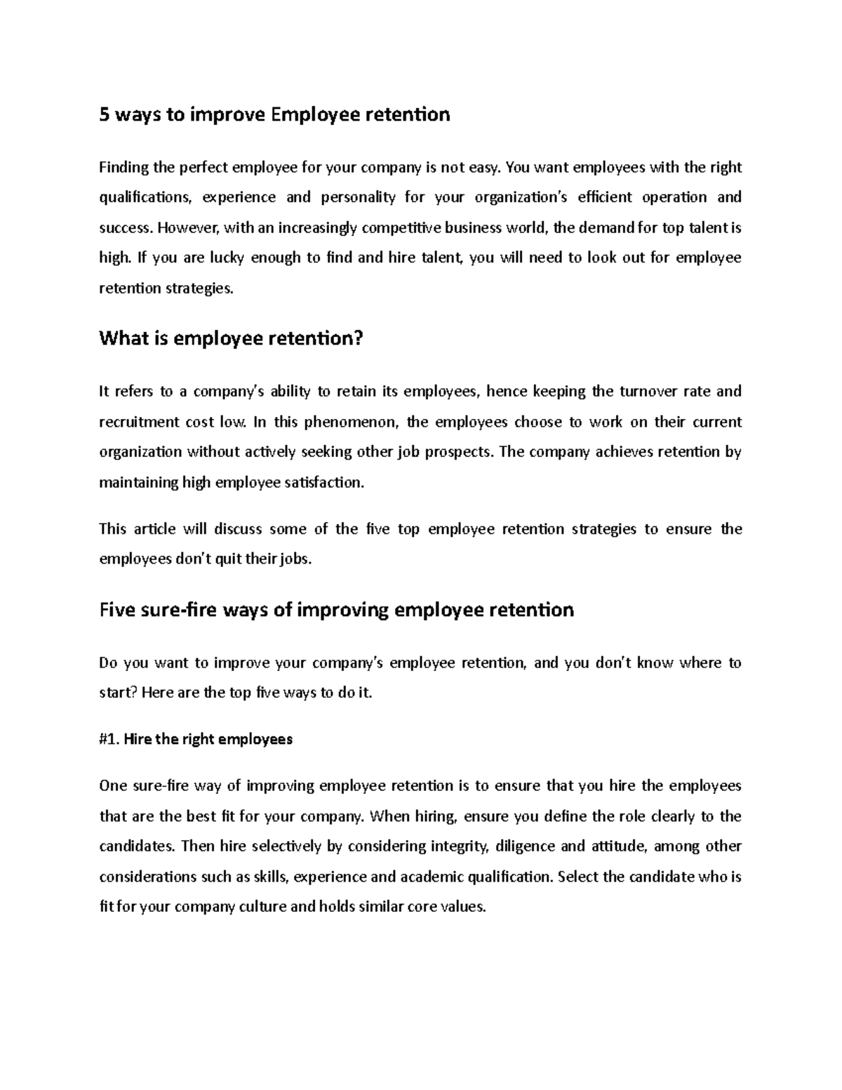 Employee Retention Strategies - Lecture Notes 3 - Studocu