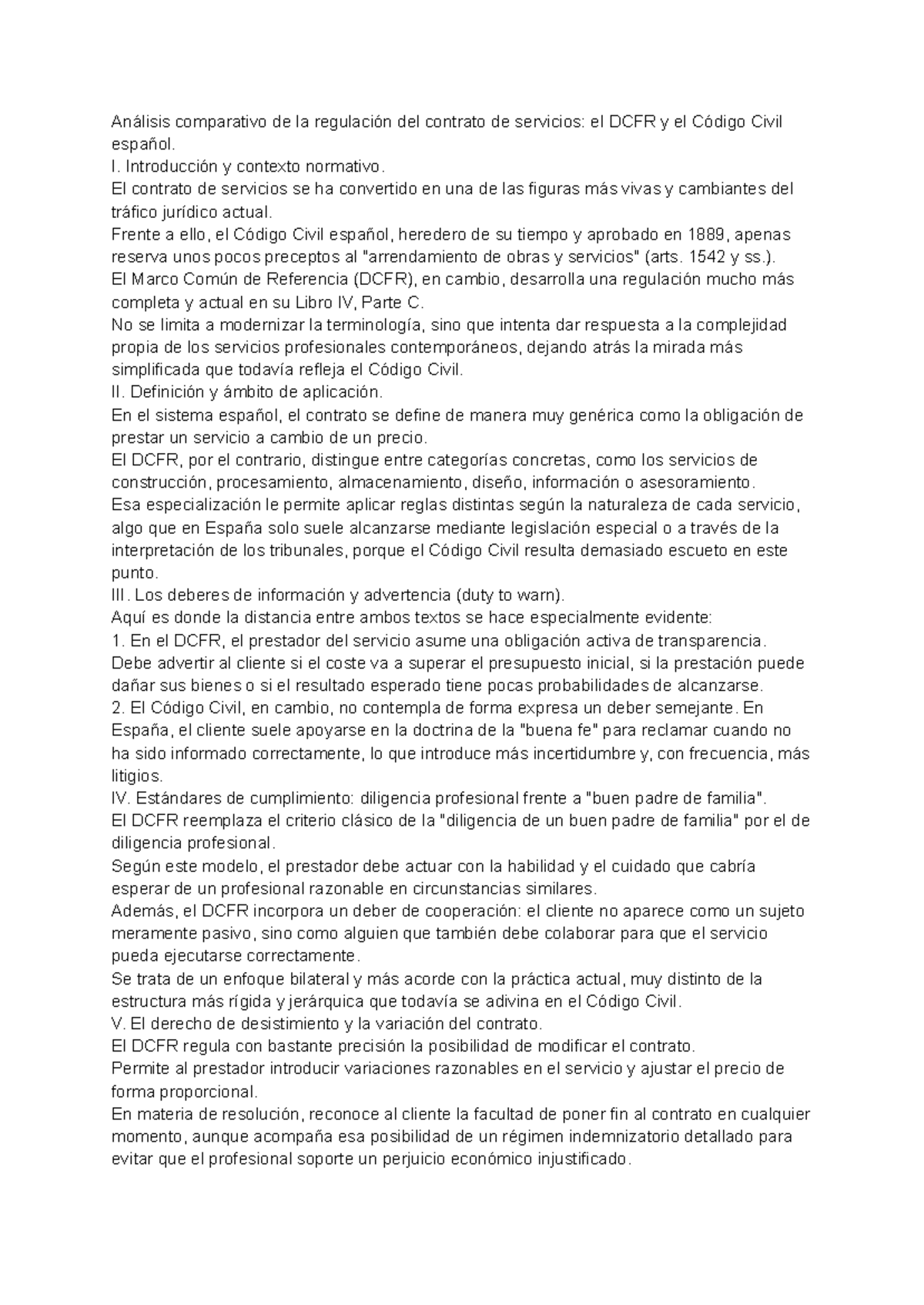 Análisis comparativo del contrato de servicios: DCFR vs Código Civil ...