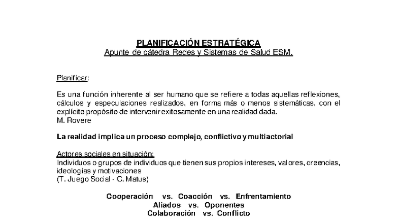 PLANIFICACIÓN ESTRATÉGICA: Apunte de Cátedra Redes y Sistemas de Salud ...