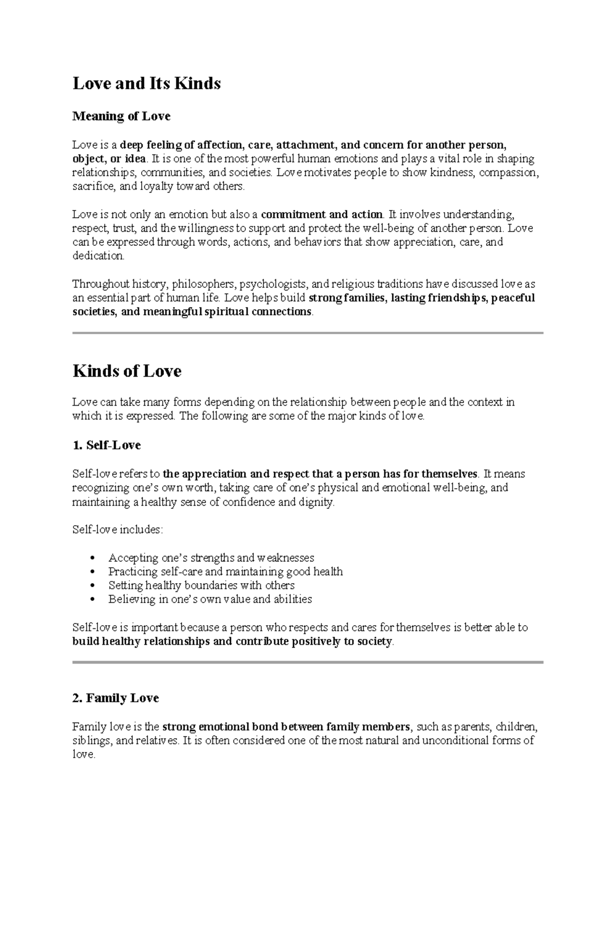 Love and Its Types: Understanding the Many Forms of Affection - Studocu