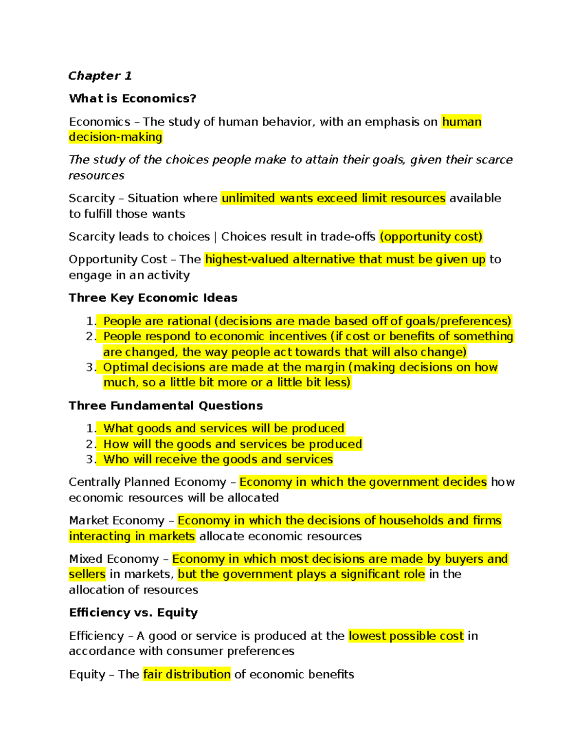 Economics 101: Chapter 1 - Key Concepts in Micro & Macro Economics ...