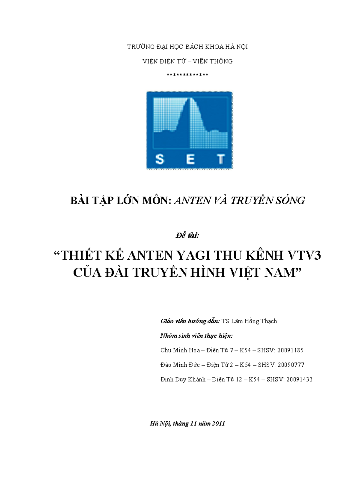 Thiết Kế Anten Yagi Thu Kênh VTV - Bài Tập Lớn Môn ANTEN TRUYỀN SÓNG ...