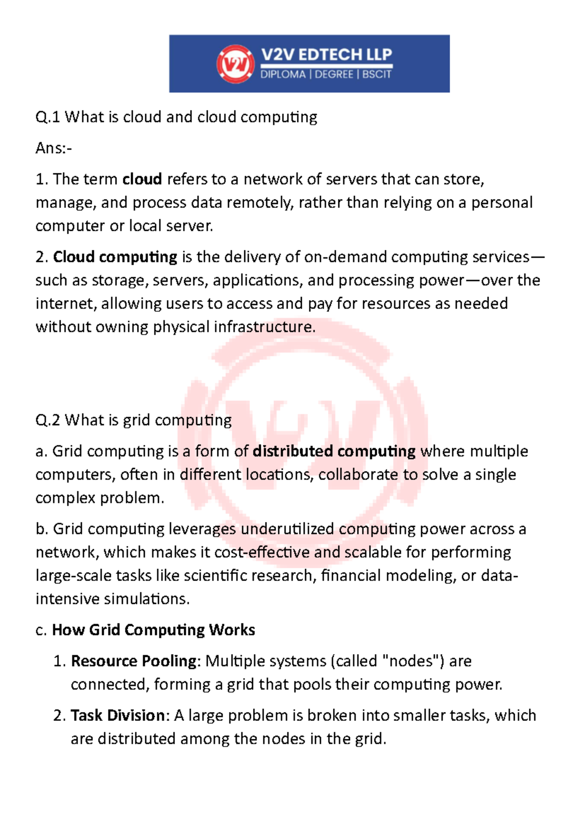 CCD Super 25 Answer - Q What is cloud and cloud computing Ans:- The ...