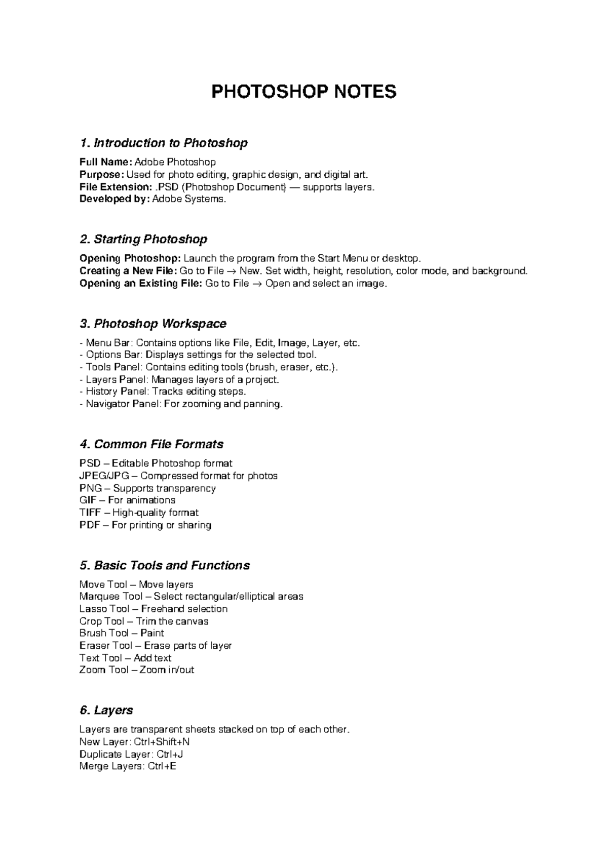 PHOTOSHOP NOTES: A Comprehensive Guide to Adobe Photoshop - Studocu