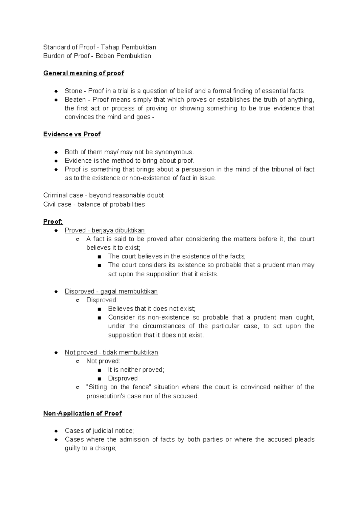 Standard Burden of Proof in Criminal & Civil Cases (Law 101) - Studocu