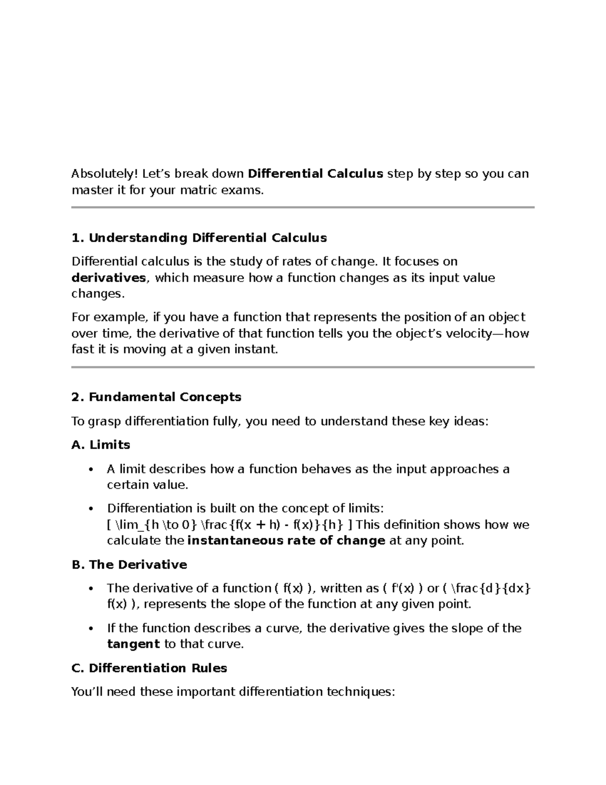 Differential Calculus Mastery for Matric Exams: Key Concepts ...
