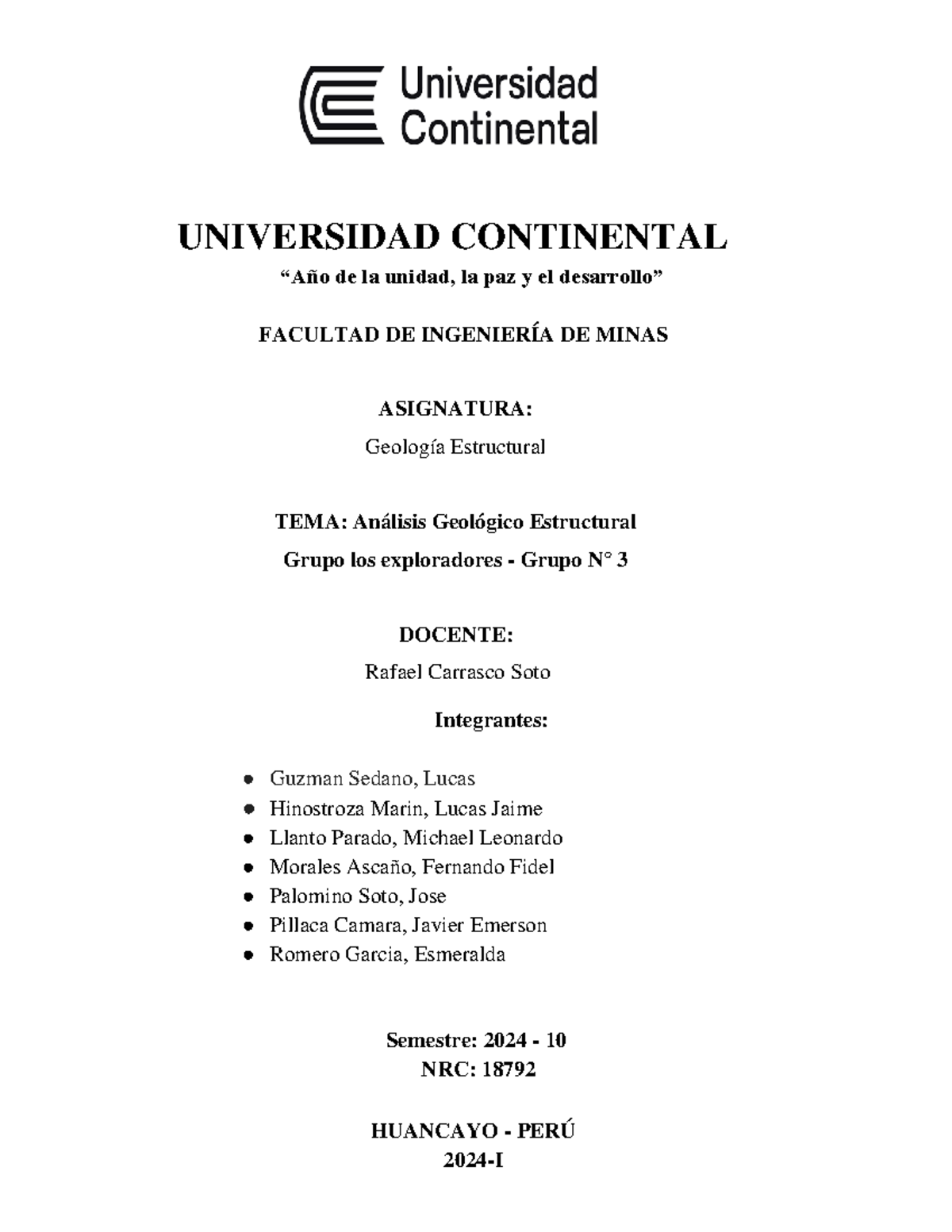 Análisis Geológico Estructural - Informe Final GE 2024 - I - Document Preview