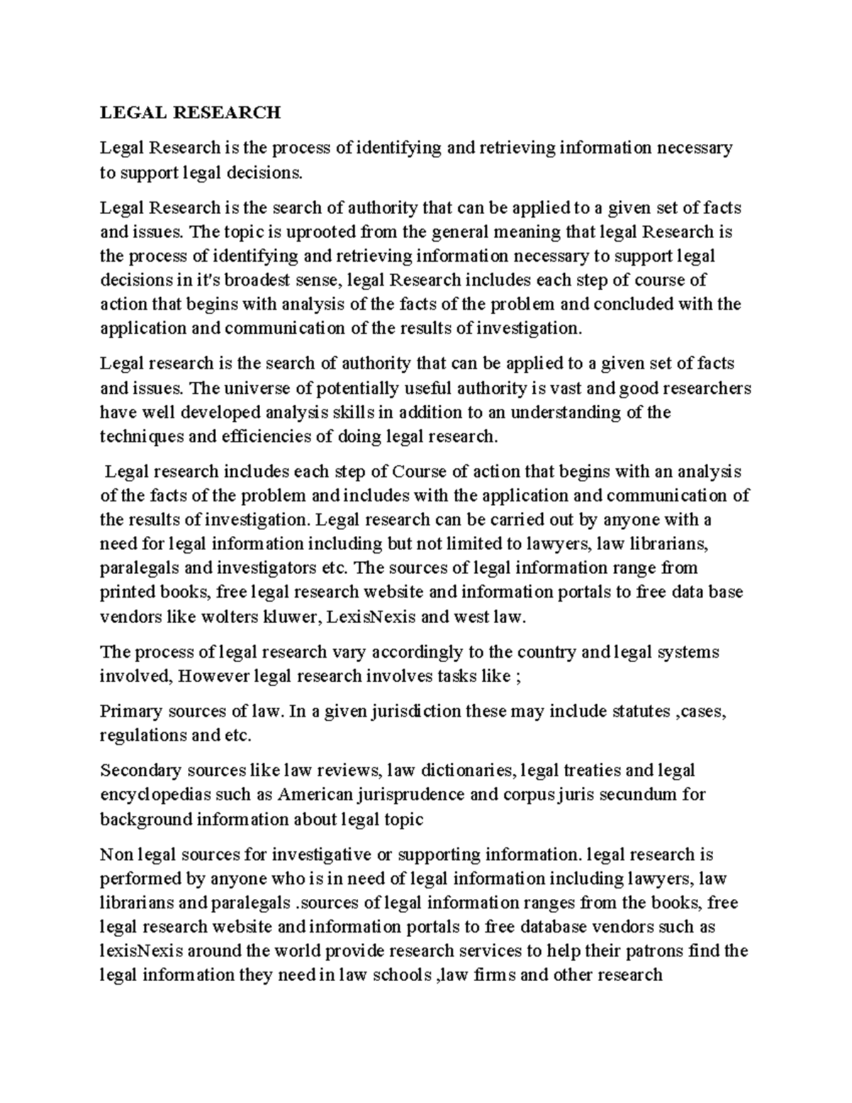 Legal Research (Course Code: LRGW) - Comprehensive Guide and Techniques ...